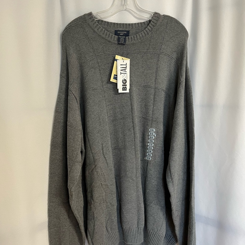 Dockers Men’s Crew Neck Knit Sweater Grey Size 3XL